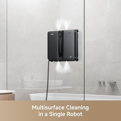 Mova N1 Window Cleaning Robot, Compact Dual-Spray Window Cleaner, 8000Pa Suction, 12-Level Safety Protection, Intelligent Path Planning, 6 Cleaning Modes, for Windows Glass Tiles & Marble, Black - color: Black