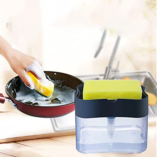 Magik 2-4 Pack 2-in-1 Liquid Soap Pump Press Dispenser Sponge Holder Rack w/Sponge (2 Pack) - size: 2 Pack