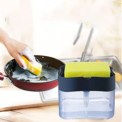 Magik 2-4 Pack 2-in-1 Liquid Soap Pump Press Dispenser Sponge Holder Rack w/Sponge (4 Pack) - size: 4 Pack