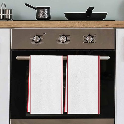 Chic D Red White Stripe Kitchen Towel Set of 3, Absorbent Microfiber Hand Towels for Kitchen Bathroom Bar Decorative Simple Stripes Ultra Soft Resuable Cleaning Cloths Washable Fast Drying - size: 3PCS-18" x 28"