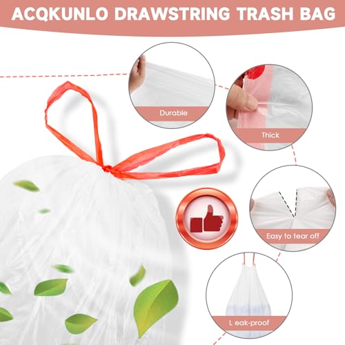 6 Gallon Trash Bags Drawstring - White Medium Kitchen Garbage Bags Plastic Unscented 60 Count 22.5 Liter Recycling Office Bathroom Waste Basket Liners Strong Thick Bulk Magesh - color: Drawstring-6Gal60