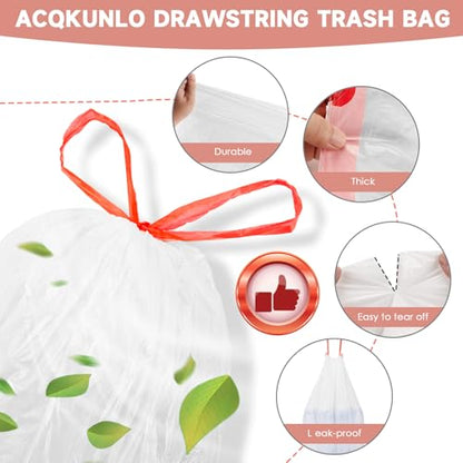 1.2 Gallon Small Trash Bags Drawstring - White Mini Garbage Bags (Fit 1-1.3 Gallon) 5 Liter 60 Count Unscented Strong Plastic Tiny Little Waste Basket Liners for Kitchen Car Office Magesh - color: Drawstring-1.2Gal60