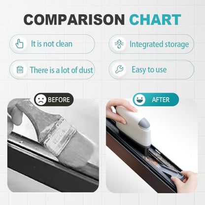2-in-1 Groove Cleaning Brush with Hidden Scraper, Window Track Cleaner Tool for Sliding Doors & Sills, Hard Bristle Crevice Brush for Narrow Gaps (Light Grey-3pcs) - color: Light Grey-3pcs