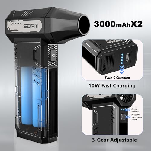 SDFM Compressed Air Duster - 180,000 RPM Electric Air Duster | with Brushless Motor, 3-Gear Adjustable Air Duster - for Keyboard, PC, Car, Air Bed, and Home Cleaning (X15)
