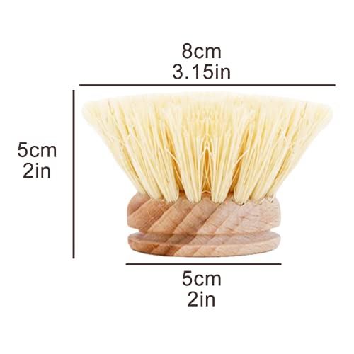 AMERWASH PLUS Classic Dish Brush Replacement Head 3 Packs, Natural Bristle Tampico Fiber for All Purpose Cleaning, Kitchen Scrubber - size: 3 Piece Brush Head Set