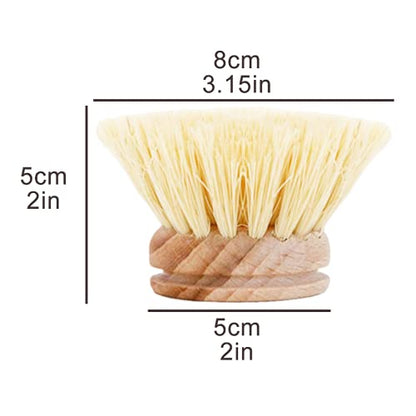 AMERWASH PLUS Classic Dish Brush Replacement Head 3 Packs, Natural Bristle Tampico Fiber for All Purpose Cleaning, Kitchen Scrubber - size: 3 Piece Brush Head Set
