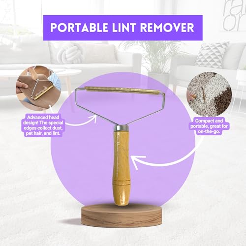 Room Groom PET Carpet Rake Groomer with Telescoping 54 " Adjustable Handle, with Lint Remover Brush Tool, Carpet Brush for Pet Hair and Refreshing Carpets, (Black/Purple) - style: PET + Lint Tool
