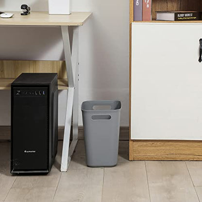UUJOLY Plastic Trash Can Wastebasket, Garbage Container Basket for Bathrooms, Kitchens, Offices, Kids Rooms, Grey, 3.5 Gallon, 2 Pack - color: Grey, size: 3.5 Gallon/2 Pack