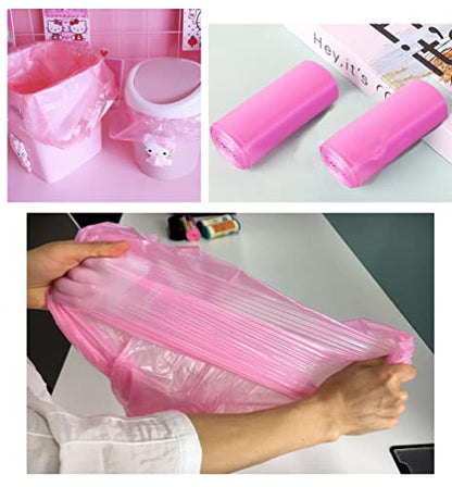 4 GALLON Bathroom Trash Bags, 5 Rolls/100 Counts Small HANDLES Garbage Bags for Office, Kitchen,Bedroom Waste Bin,Colorful Portable Strong Rubbish Bags (Pink 100 Counts)