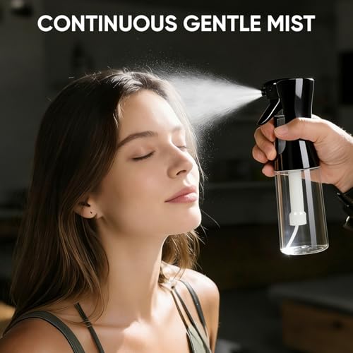 Continuous Spray Bottles, Ultra Fine Mist Sprayer, Spray Bottle For Hairstyling, Cleaning, Plants, Pets, Barbers, Salons (Black) - color: Black