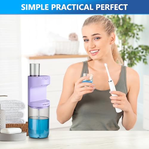 ZOFGENOW Automatic Mouthwash Dispenser for Bathroom,Bathroom Accessories 19.4 Fl Oz Dispensers with Magnetic Cups,Wall Mounted Dispenser,Suitable for All Age Groups,Purple - color: Purple