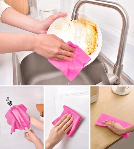 KitchLife Microfiber Cleaning Cloth Roll - Tear-Away Reusable Microfiber Paper Towels, Lint-Free, Washable, 20 Sheets for Kitchen, Car, Dishes, and Sensitive Surfaces (Hot Pink) - color: Hot Pink