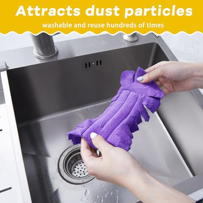 Zubebe 12 Pcs Duster Refill Reusable Fleece Duster Refills Feather Flat Dusters Multi Surface Washable Cleaning Pads Tools for Home, Blinds, Car, Pet, Furniture, Fans (Purple,Light Blue,Yellow) - color: Purple, Light Blue, Yellow
