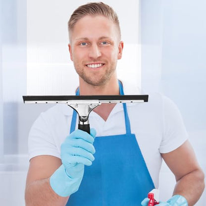 6 Pcs 14'' Professional Steel Window and Glass Squeegee with Replacement Rubber Glass Cleaning Heavy Duty Squeegee for Window Cleaning and Streak Free Results - size: 14''