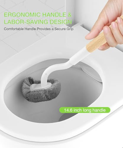 OSCIOSS Bamboo Toilet Brush Set, 2 Pack with Ergonomic Design, Compact Size, Durable Bristles, Wooden Holder for Bathroom Cleaning - color: Natural, size: 2 Pack