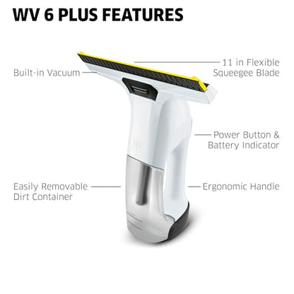 Kärcher WV 6 Electric Window Vacuum Squeegee 11" - Cleans Showers, Mirrors, Glass, and Countertops - Electric Squeegee - style: WV 6 White