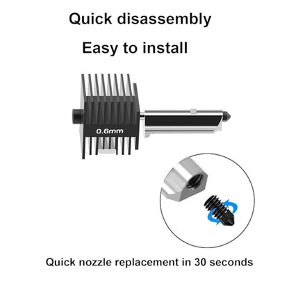 1Pcs A1 Mini/A1 Hotend 0.6mm Compatible for Bambu Lab A1/A1 Mini Print Head, High-Temperature 0.6mm Hardened Steel A1 Nozzle with Silicone Sock 3D Printer A1/A1 Mini Parts Replacement, - style: A1 Mini/A1 Print Head Kit 0.6mm