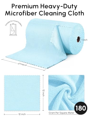 Microfiber Cleaning Cloths Roll, 75 Pack Tear Away Microfiber Towels Roll, 12" x 12" Lint Free Rags, Reusable Cleaning Cloths, Washable, Scratch Free,Ultra Absorbent Dish Rags(Blue) - color: Blue, size: 75 pack