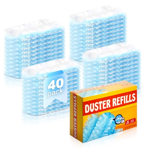 Duster Refills,Disposable dusting Brush Set Compatible with Swiffer Duster Refills for Furniture,Ceiling Fans, Electronics Multisurface Dusters with 4X Microfibers, Unscented (Blue, 40 PCS)