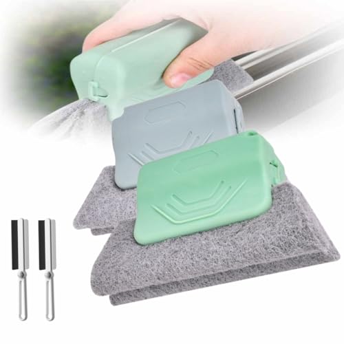 Window Groove Cleaning Brush,2024 New Hand-held Magic Window Track Cleaner Tools Set,Groove Cleaning Brush Window or Sliding Door for Sliding Door, Sill, Tile Lines, Shutter (Green+Gray) - color: Green+gray