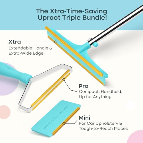 Uproot Cleaner Pro Pet Hair Remover Bundled with Mini Pet Hair Removal Tool for Couch & Xtra Carpet Fur Removal Tool - A True Fur-Riccane Survival Kit - color: Pro + Mini + Xtra