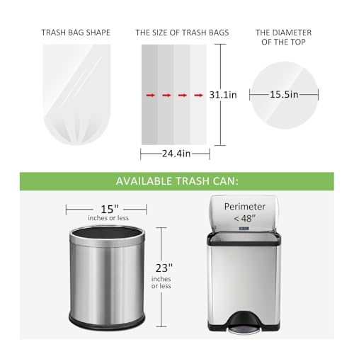 13 Gallon 150 Counts (fit 12-15 Gal) Strong Tall Kitchen Trash Bags Garbage Bags by RayPard, fit 50 Liter Waste Basket, Clear Trash Bags Can Liners for Home Office Bathroom Bedroom - style: 150-13 Gallon-Clear