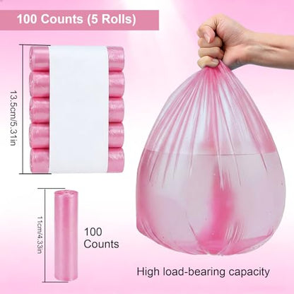 Drawstring Trash Bag 100PCS, Leakproof Small Trash Bags, Unscented Small Garbage Bags, 15 Liter Mini Wastebasket can Liners for Office Bedroom Bathroom, Red - color: 100Red