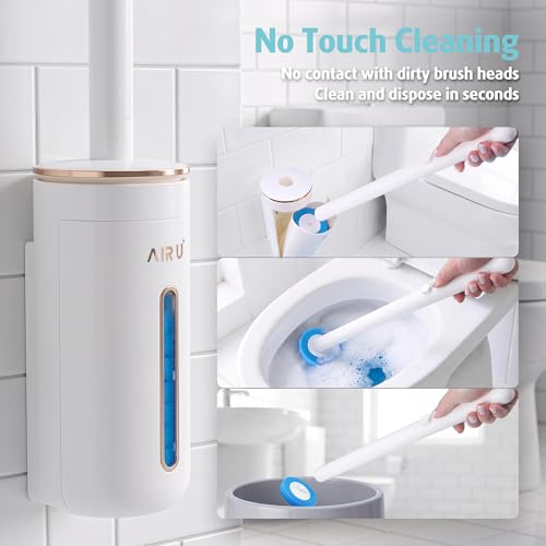 AIR U+ Disposable Toilet Brush, Toilet Bowl Cleaning System with 24 Count Wand Refill, Clean Brush Starter Kit with 1 Toilet Wand, 1 Storage Caddy and 1 Fragrant Tablet (1 + 24) - color: 1 + 24