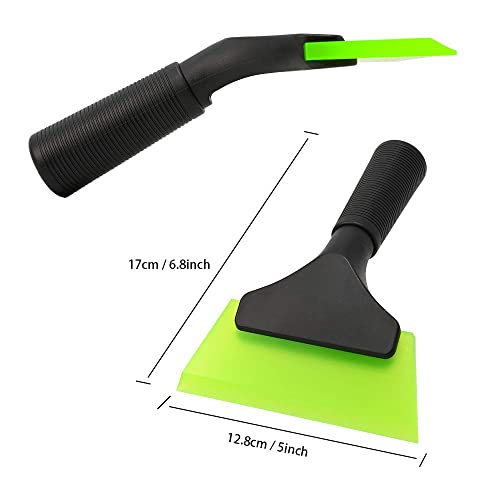 FOSHIO Small Squeegee with 5 Inch Green Rubber Blade Mini Wiper Window Tinting Tools for Mirror Glass Window Cleaner with Non-Slip Handle - color: Green