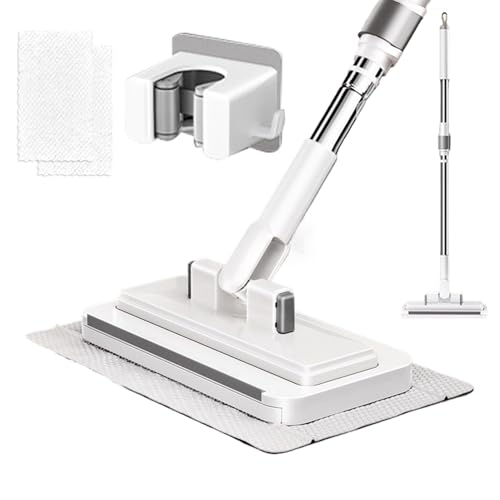 Clip On Mini Mop – Lazy Cleaning Tool, No Wash Mop, Wet Dry Cleaner | Zero Contact Design, Includes Two Reusable Microfiber Heads and Holder for Crevices Floors Tiles