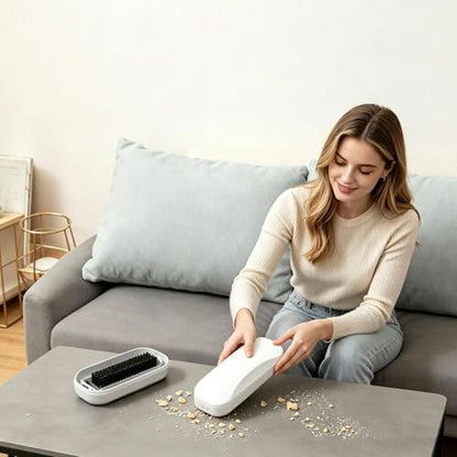 Function Handheld Table Crumb Sweeper, Portable Pet Hair & Crumb Remover Brush, Fabric & Upholstery Cleaning Brush, Lint Remover for Couch, Sofa & Pet Hair (White) - color: White