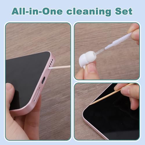 Phone Charge Port Cleaning Tool Kit Anti-Clogging Mini Brushes Cleaner Bendable Mini Soft Round Brushes Multifunctional Cleaning Tool for Speaker USB-C Port Tablet Laptop Computer Wood White Green