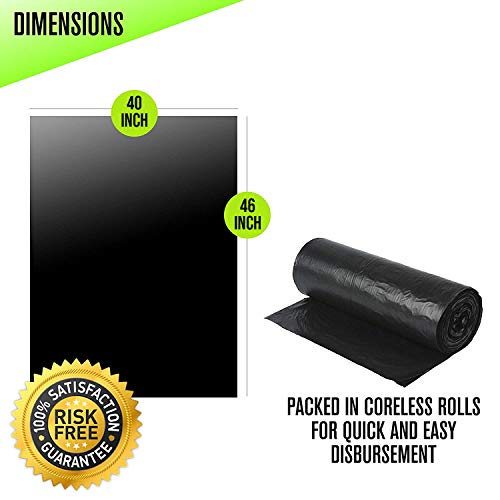 Aluf Plastics 45 Gallon Trash Can Liners (100 Count) - 40" x 46" - Thick 1.5 MIL Equivalent Black Trash Bags for Bathroom, Kitchen, Office, Industrial, Commercial, Recycling and More - color: Black, style: 45 Gal, 1.2 Mil, 100 Count