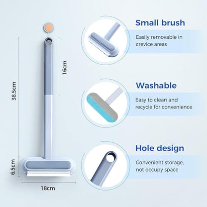 Pet Hair Remover Brush with 17-inch Handle, 4-in-1 Cat and Dog Hair Removal Tool for Furniture, Couch, Carpet, Clothes