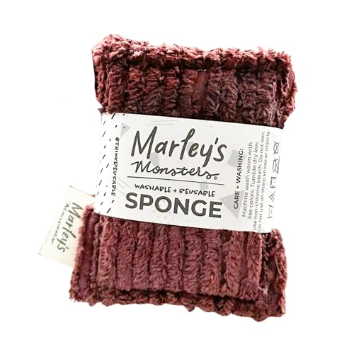 Marley's Monsters Chenille Washable Sponge – Reusable Eco-Friendly Kitchen Scrubber – Soft 100% Cotton Chenille & Recycled Foam – 3.5" x 5" Handmade in USA (Cocoa) - color: Cocoa