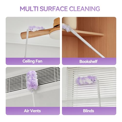 3 ft Extendable Handle with 30 Count Duster Refills, Long Handle Heavy Duty Microfiber Feather Duster, Disposable Multi Surface Duster Kit for Ceiling Fans, Vents and Hard to Reach Places - color: 1 Extendable Handle + 30 Refills