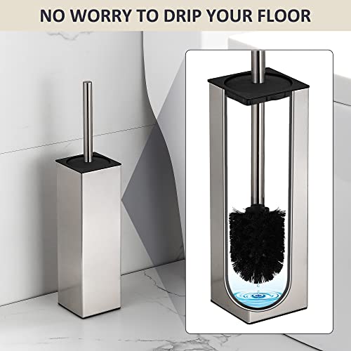 BGL Toilet Brush Holder Freestanding,Brushed Nickel,304 Stainless Steel,SUS304 Toilet Bowl Brush and Holder for Bathroom - Space Saving,Sturdy,Deep Cleaning,Covered Brush - color: Brushed Nickel