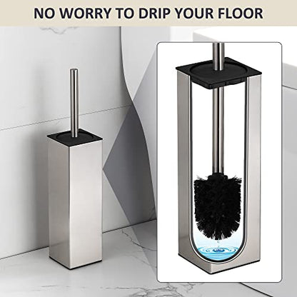 BGL Toilet Brush Holder Freestanding,Brushed Nickel,304 Stainless Steel,SUS304 Toilet Bowl Brush and Holder for Bathroom - Space Saving,Sturdy,Deep Cleaning,Covered Brush - color: Brushed Nickel