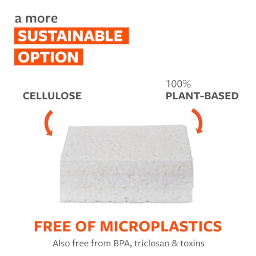 Full Circle 100% Plant-Based Cellulose Sponges – Pack of 3 – Plastic-Free, Natural Sponge, No Microplastics, Safe for Nonstick Cookware - size: Plant-Based Cellulose Sponge