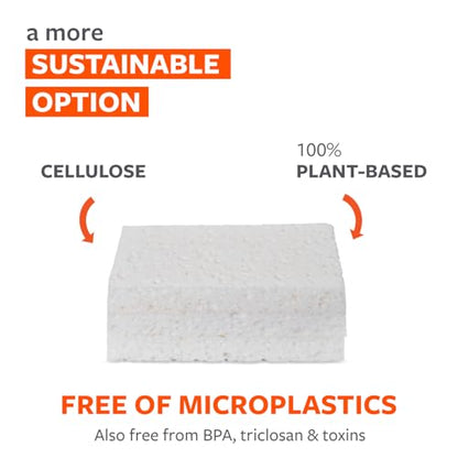 Full Circle 100% Plant-Based Cellulose Sponges – Pack of 3 – Plastic-Free, Natural Sponge, No Microplastics, Safe for Nonstick Cookware - size: Plant-Based Cellulose Sponge