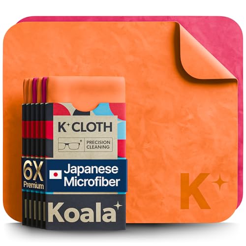 Koala Lens Cleaning Cloth | Japanese Microfiber | Glasses Cleaning Cloths | Eyeglass Lens Cleaner | Eyeglasses, Camera, VR/AR Headset, and Screen Cleaner | Pink & Orange (Pack of 6) - color: Pink / Orange, size: 6 Pack