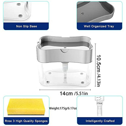 Magik 2-4 Pack 2-in-1 Liquid Soap Pump Press Dispenser Sponge Holder Rack w/Sponge (2 Pack) - size: 2 Pack