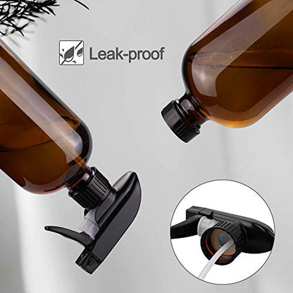 Worldgsb Glass Spray Bottles, 16oz Amber Glass Spray Bottles with Labels & Adjustable Nozzle, Reusable Containers for Cleaning, BBQ, Food, Plants, Alcohol, Essential Oils(1 Pack) - color: Amber, style: 1 Pack