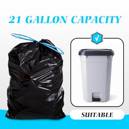 21 Gallon 120 Counts Strong Drawstring Trash Bags Garbage Bags by Teivio,Fit 20 Gal Bathroom Trash Can Bin Liners, Plastic Bags for home office kitchen, Black - style: 120-21Gallon-Black