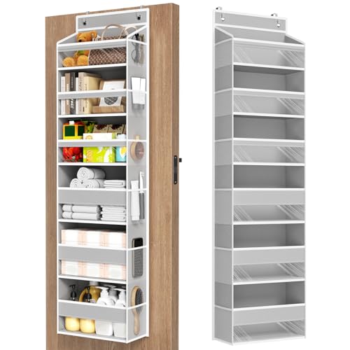 6 Tiers Over The Door Organizer, Heavy Duty Hanging Organizer Storage with Large Capacity Pockets, Behind Door Storage Hanging Shelves for Closet Wall Bathroom Bedroom Nursery Pantry, 1 Pack Grey - color: Grey, size: 6-Tier