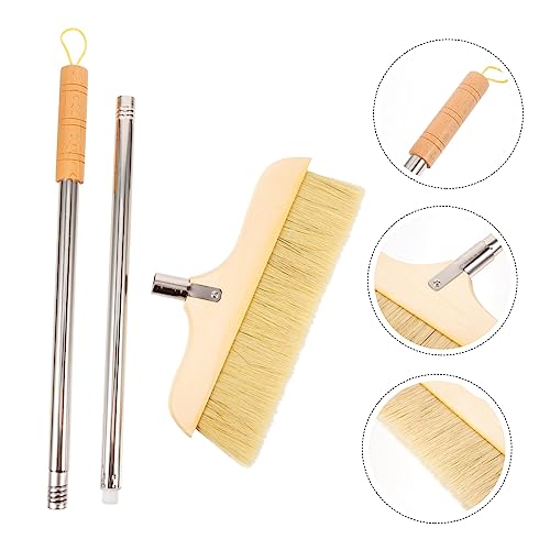 Solid Wood Bristle Broom Household Cleaning Soft Bristle Broom Soft Cleaning Brush Kitchen Hardwood Floor Household Khaki Solid Wood - color: Khaki
