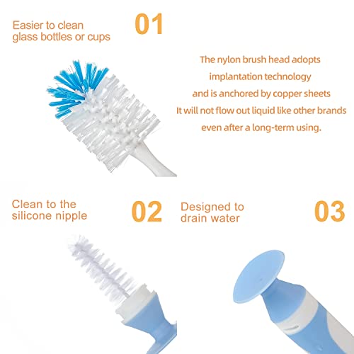 Chemimoso Multifunctional Cleaning Brush, Baby Bottle Brush, Bottle Brush Cleaner, Rotate The Suction Cup to Obtain The Small Bristle Brushes, Set Z, Green, Nylon and Nylon Brush - color: Green 2