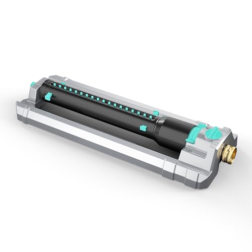 QUOBAS Heavy Duty Oscillating Sprinkler, 18-Hole Nozzle with Zinc Alloy Metal Base, Adjustable Flow Control & Spray Width, with Cleaning Pin, Garden, Yard - color: Black