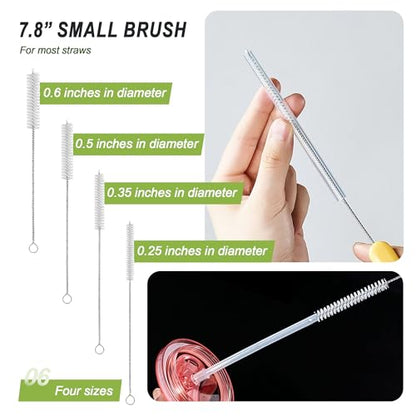 9Pcs Bottle Cleaning Brush Set with Long Handle, Nylon Tube Brush Cup Cleaner, Straw Brushes for Washing Narrow Neck Water Bottle Pipes Kettle Spout Cleaning