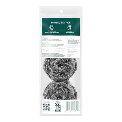 Scotch-Brite Stainless Steel Scrubber for Cleaning Kitchen, Household, and Dishes - 3 Scrubbers (Pack of 2)